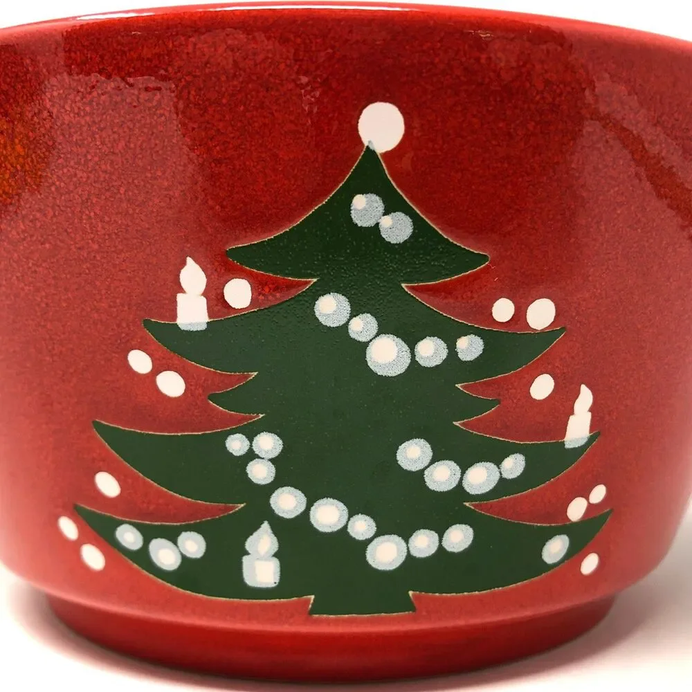 Waechtersbach Red Christmas Tree Serving Bowl Western Germany 9